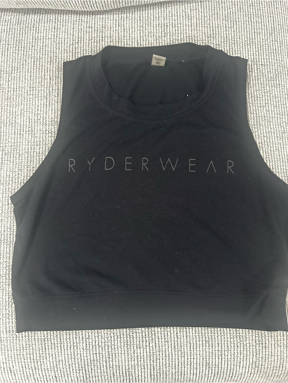 Ryderwear Black Cropped Muscle Tee with Subtle Logo